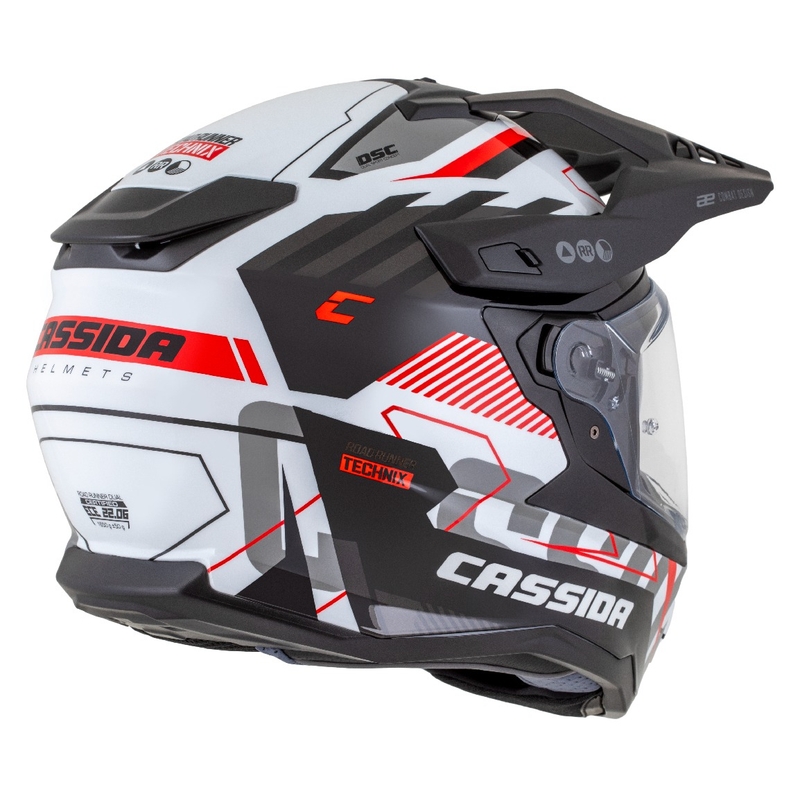 Casco enduro Cassida Road Runner TechniX bianco-nero-rosso-grigio