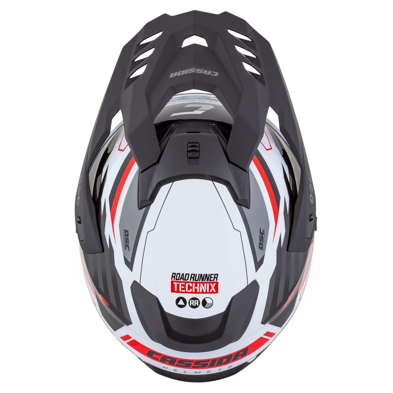 Casco enduro Cassida Road Runner TechniX bianco-nero-rosso-grigio