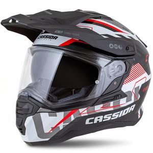 Casco enduro Cassida Road Runner TechniX bianco-nero-rosso-grigio