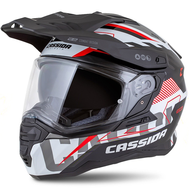 Casco enduro Cassida Road Runner TechniX bianco-nero-rosso-grigio