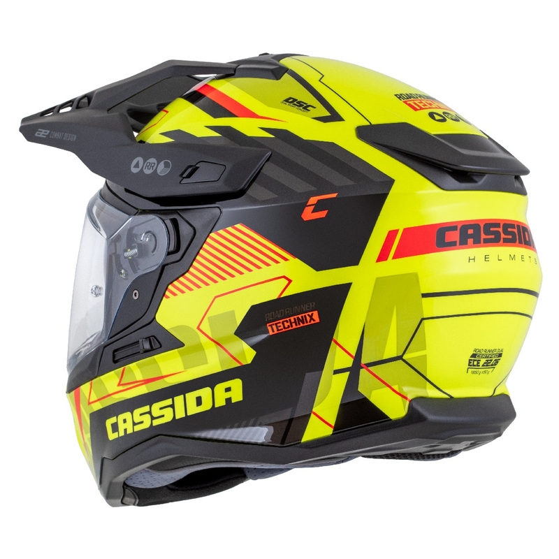 Casco enduro Cassida Road Runner TechniX giallo fluo-nero-arancio-grigio