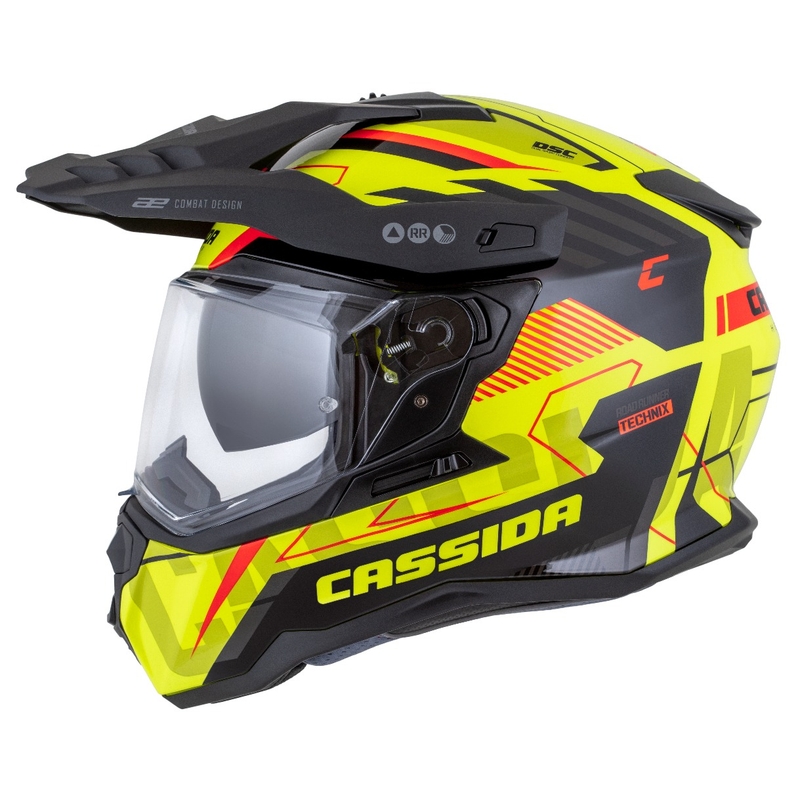 Casco enduro Cassida Road Runner TechniX giallo fluo-nero-arancio-grigio