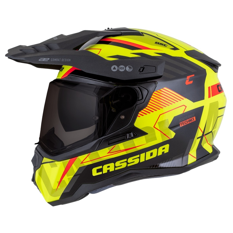 Casco enduro Cassida Road Runner TechniX giallo fluo-nero-arancio-grigio