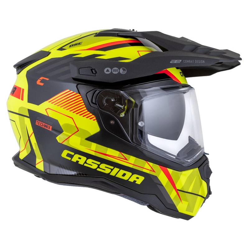 Casco enduro Cassida Road Runner TechniX giallo fluo-nero-arancio-grigio