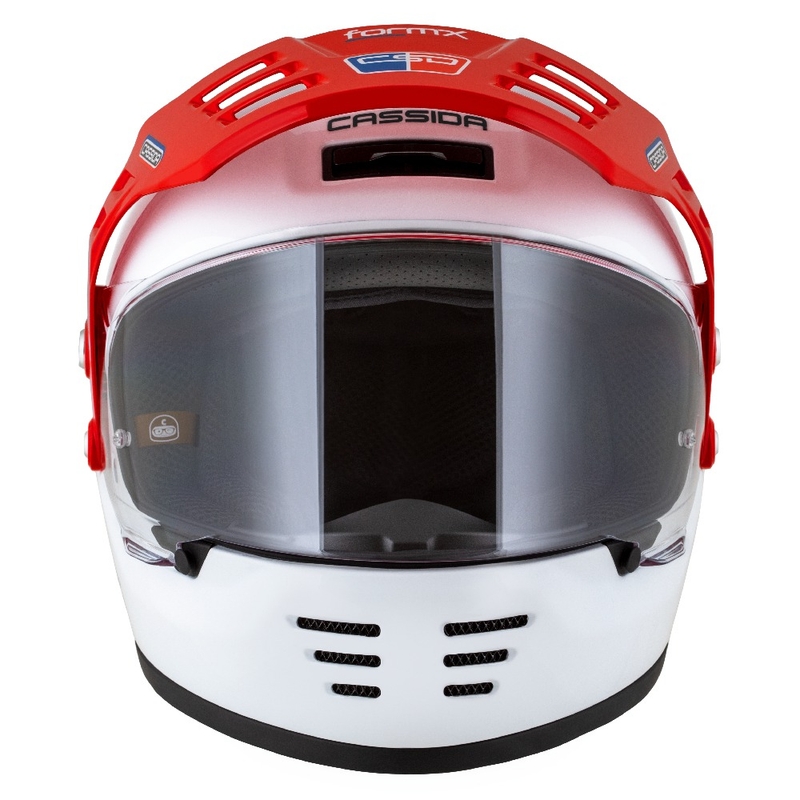 Casco enduro Cassida FormX FlatOut bianco-blu-rosso