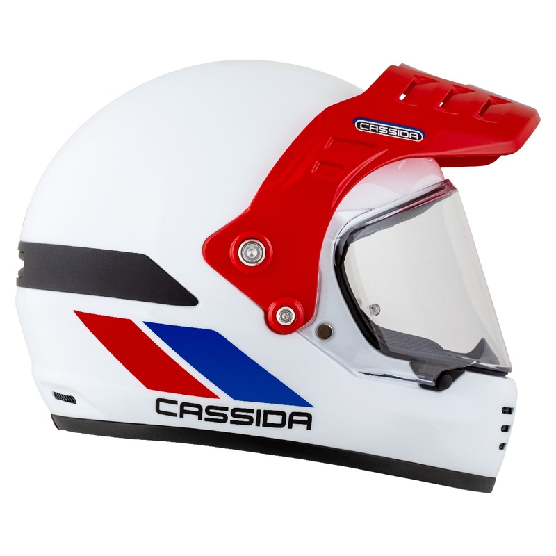 Casco enduro Cassida FormX FlatOut bianco-blu-rosso