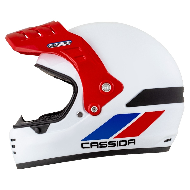 Casco enduro Cassida FormX FlatOut bianco-blu-rosso