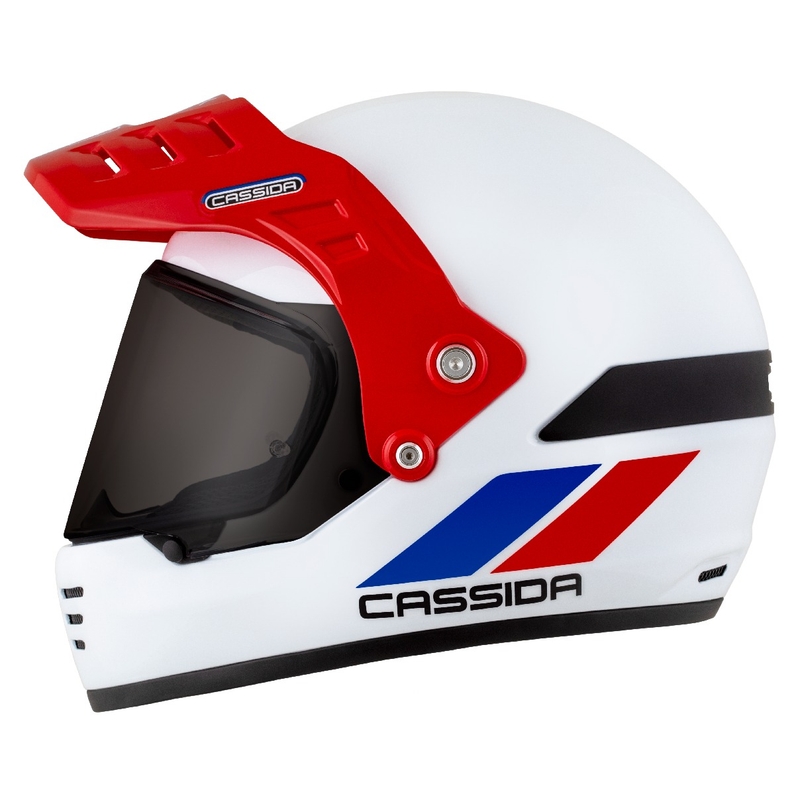 Casco enduro Cassida FormX FlatOut bianco-blu-rosso