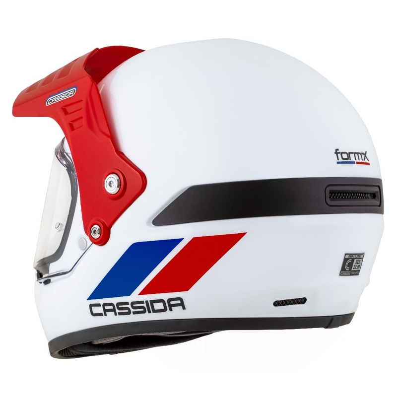 Casco enduro Cassida FormX FlatOut bianco-blu-rosso