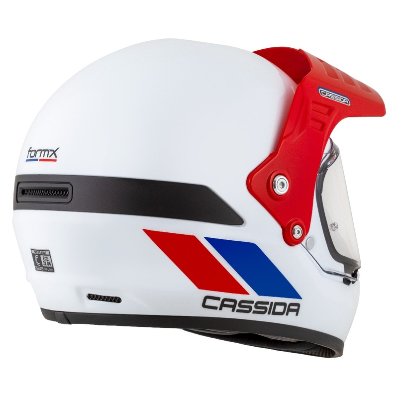 Casco enduro Cassida FormX FlatOut bianco-blu-rosso