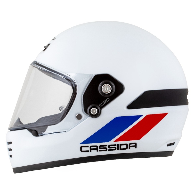 Casco enduro Cassida FormX FlatOut bianco-blu-rosso