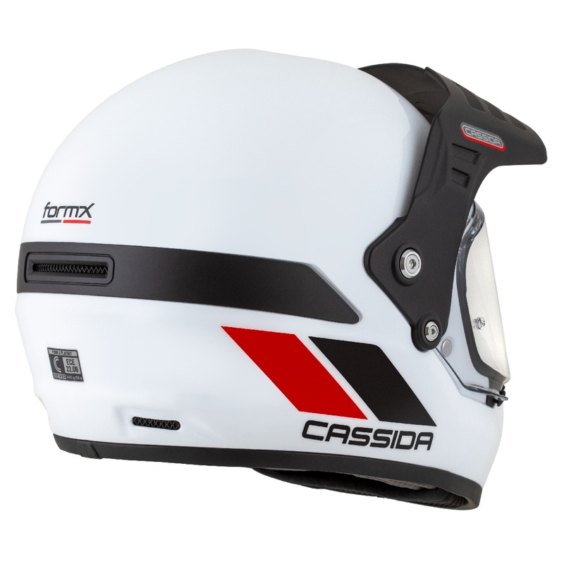 Casco enduro Cassida FormX FlatOut bianco-nero-rosso