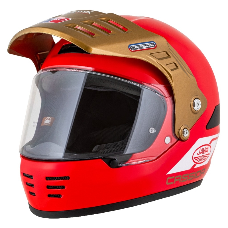 Casco enduro Cassida FormX Jawa RotaX rosso-bianco-oro
