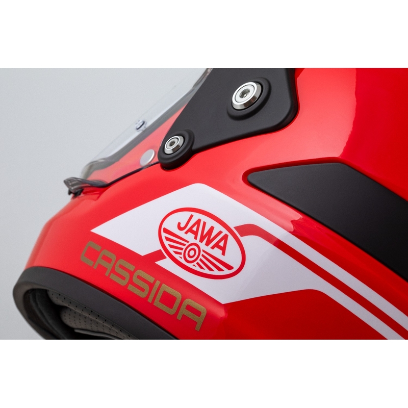 Casco enduro Cassida FormX Jawa RotaX rosso-bianco-oro