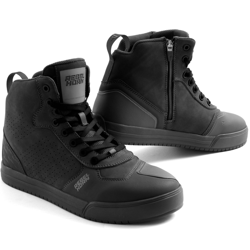 Stivali da motociclista in pelle nera Rebelhorn Spike