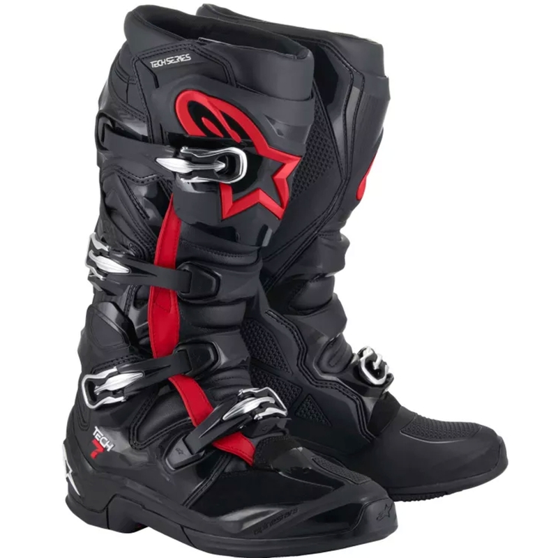 Stivali motocross Alpinestars TECH 7 nero-rosso fluo