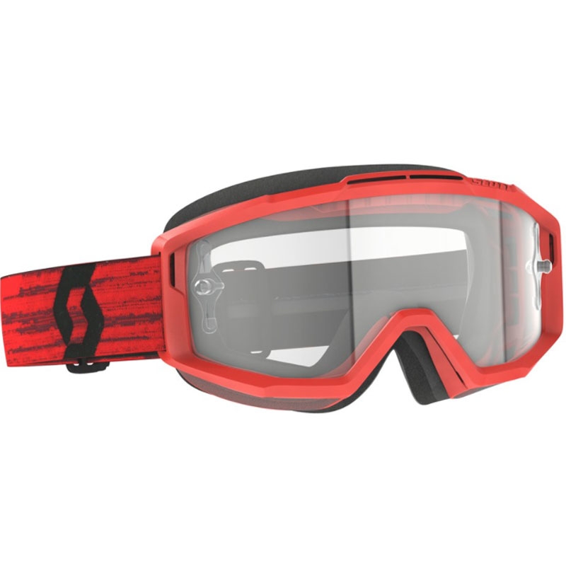 Occhiali motocross SCOTT Split OTG rossi con plexiglass trasparente