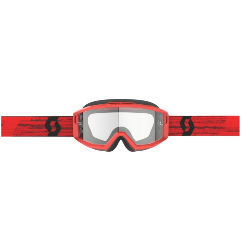 Occhiali motocross SCOTT Split OTG rossi con plexiglass trasparente