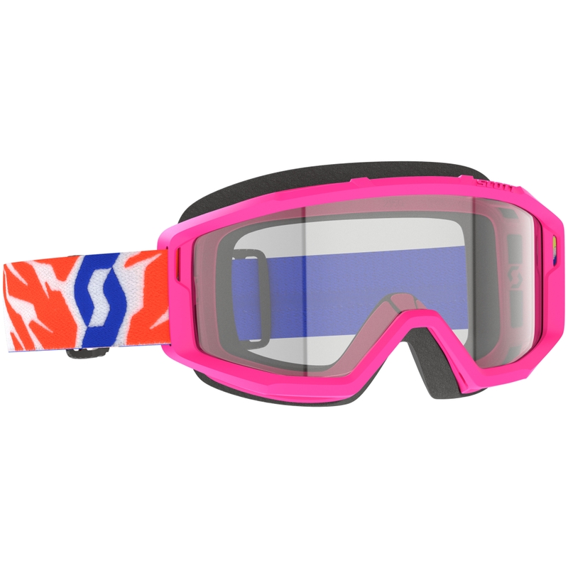 Occhiali motocross per bambini SCOTT Primal Youth rosa con plexiglass trasparente
