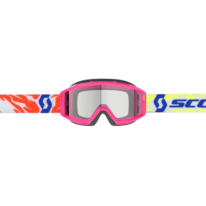 Occhiali motocross per bambini SCOTT Primal Youth rosa con plexiglass trasparente