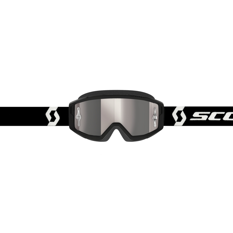 Occhiali motocross SCOTT Primal CH nero-bianco con plexiglass cromato argento