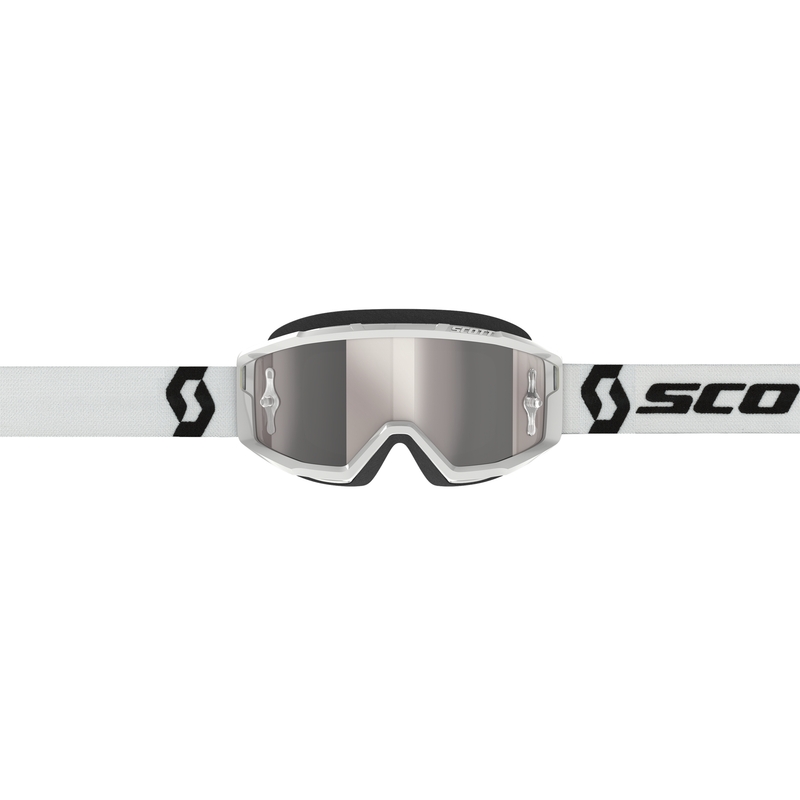 Occhiali motocross SCOTT Primal CH bianchi con plexiglass argento cromato