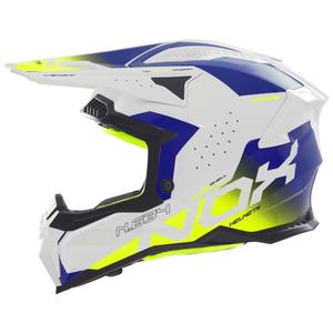 Casco motocross NOX N634 bianco-blu-giallo fluo