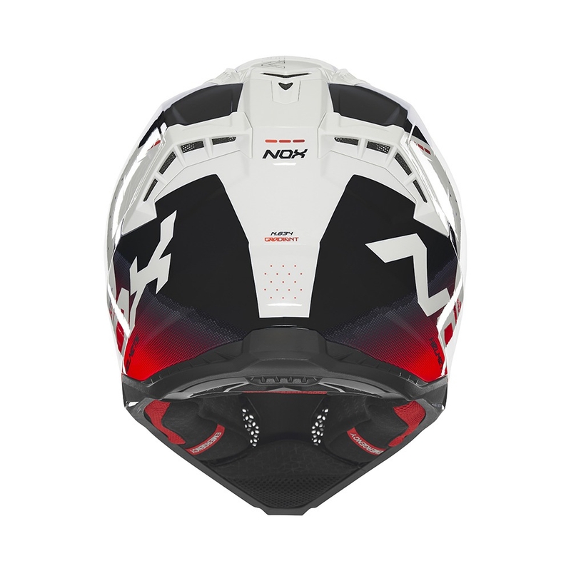 Casco motocross NOX N634 bianco-nero-rosso