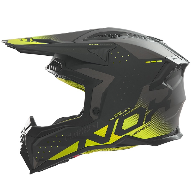 Casco motocross NOX N634 nero opaco-giallo fluo