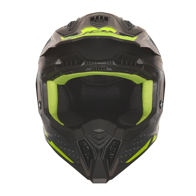 Casco motocross NOX N634 nero opaco-giallo fluo