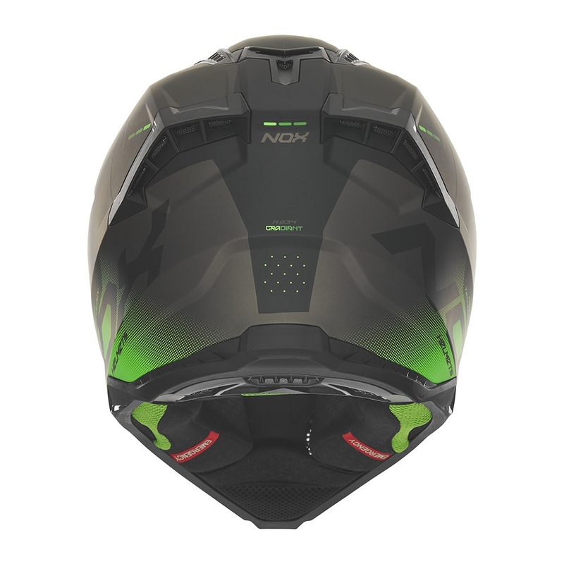 Casco motocross NOX N634 nero-verde opaco