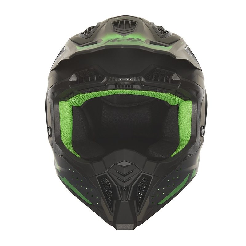 Casco motocross NOX N634 nero-verde opaco