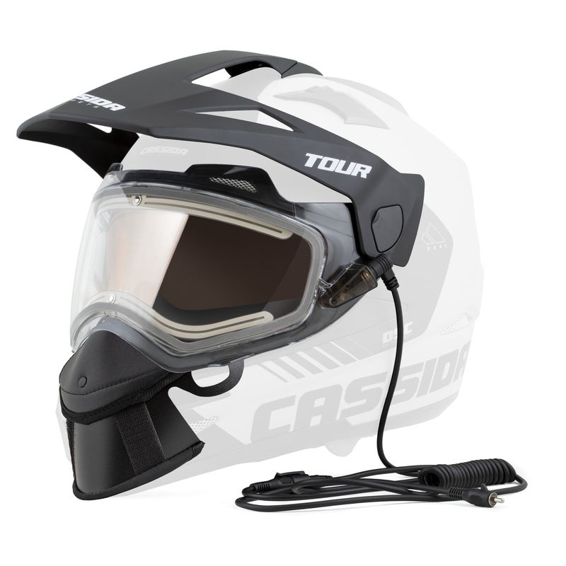 Kit per riscaldamento elettrico caschi in plexiglass Cassida Tour con plexiglass trasparente e schermo antiappannante arancione