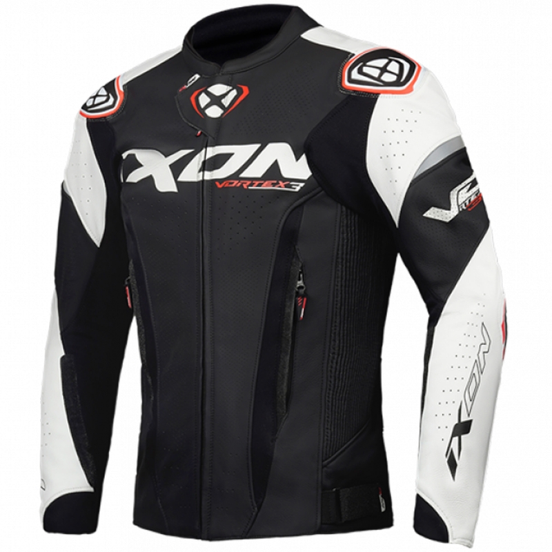 Giacca moto in pelle IXON Vortex 3 nero-bianco
