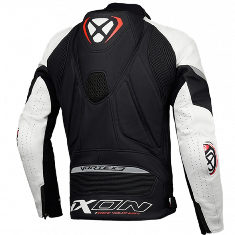 Giacca moto in pelle IXON Vortex 3 nero-bianco