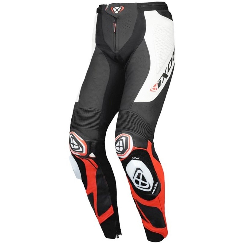 Pantaloni moto in pelle IXON Vortex 3 nero-bianco-rosso