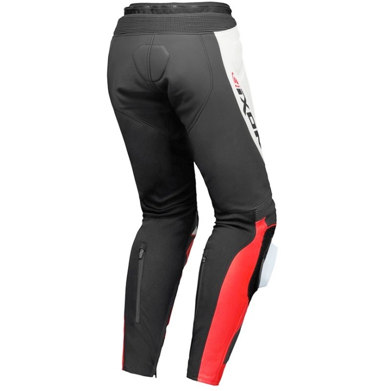Pantaloni moto in pelle IXON Vortex 3 nero-bianco-rosso