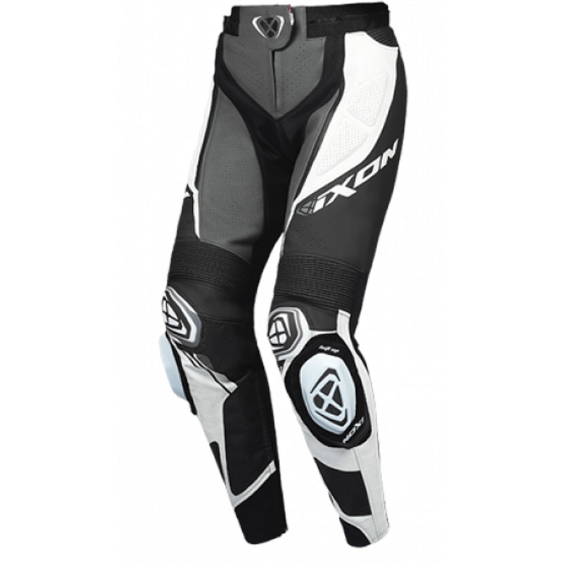 Pantaloni moto in pelle da donna IXON Vortex 3 nero-antracite-bianco