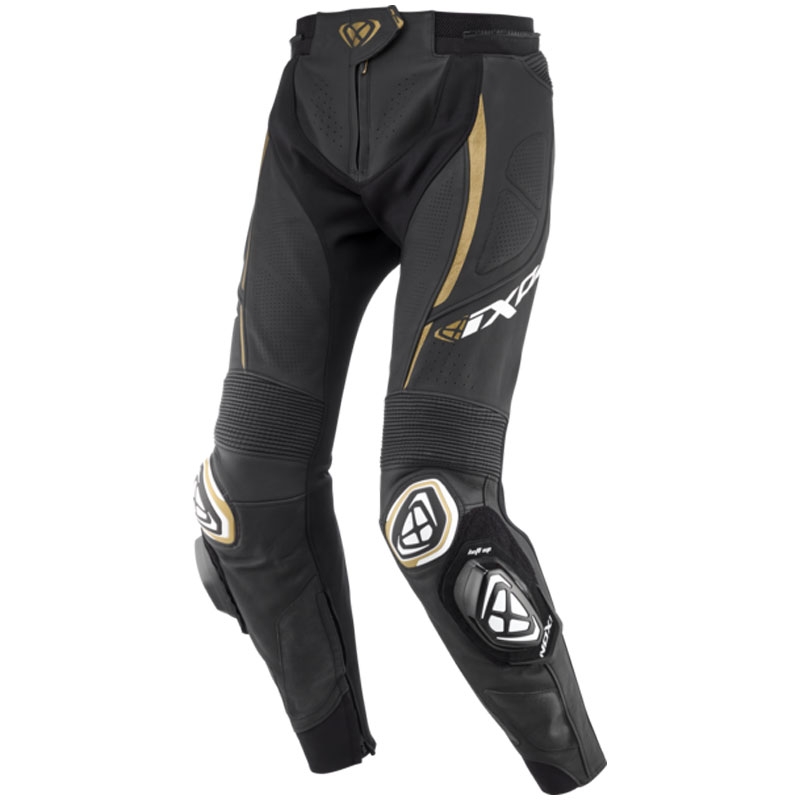 Pantaloni moto in pelle da donna IXON Vortex 3 nero-bianco-oro