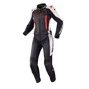 Tuta da motociclista Shima Miura Donna Nero-Bianco-Rosso Fluo Saldi