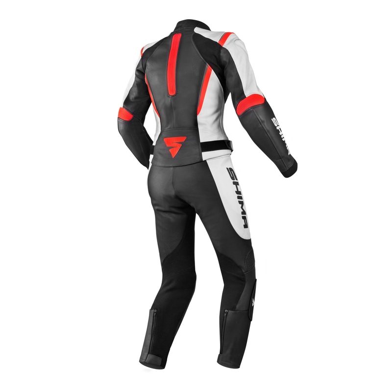 Tuta da motociclista Shima Miura Donna Nero-Bianco-Rosso Fluo Saldi