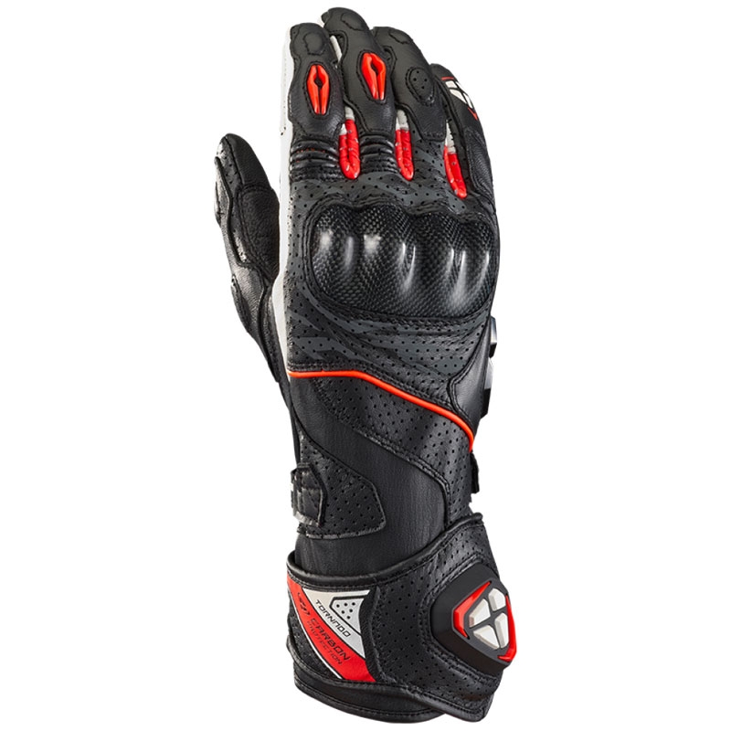 Guanti moto IXON Tornado Air nero-bianco-rosso