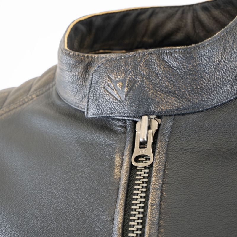 Giacca da motociclista in pelle marrone vintage RSA