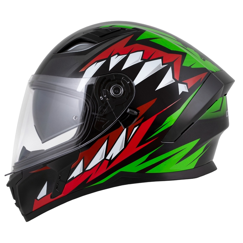 Casco integrale Cassida Orbit Strix rosso-verde-grigio-bianco-nero