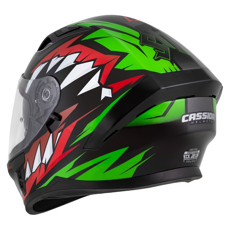 Casco integrale Cassida Orbit Strix rosso-verde-grigio-bianco-nero