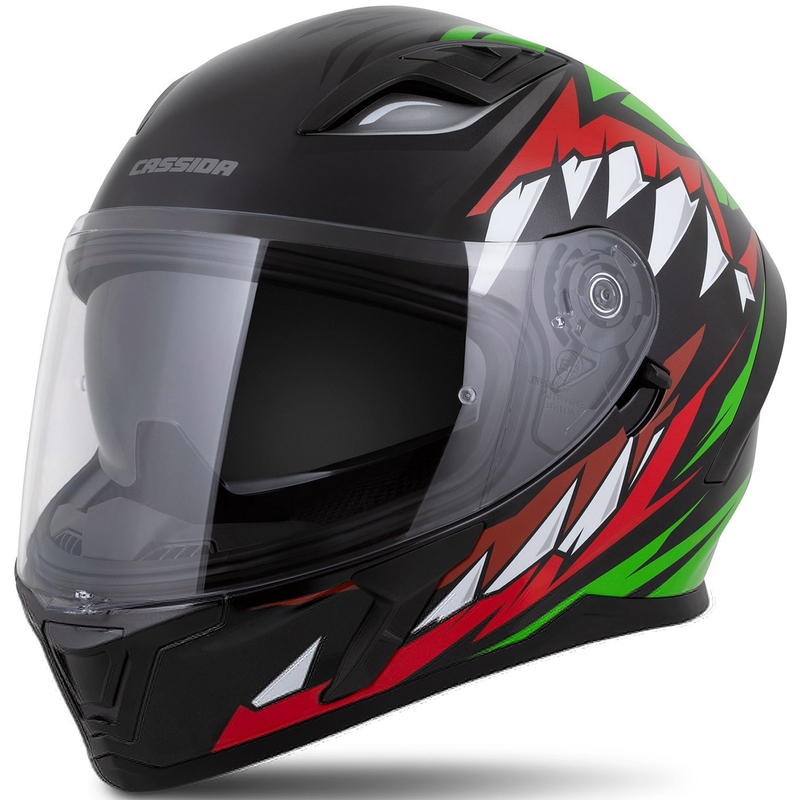 Casco integrale Cassida Orbit Strix rosso-verde-grigio-bianco-nero