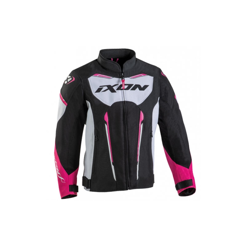 Giacca da moto per bambini IXON Striker Air nero-bianco-rosa