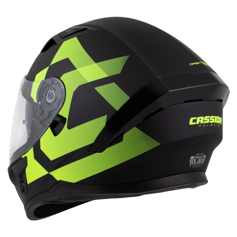 Casco integrale Cassida Orbit Grind nero opaco-giallo fluo