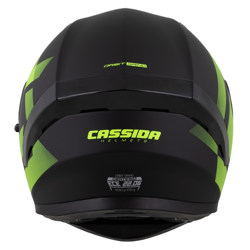 Casco integrale Cassida Orbit Grind nero opaco-giallo fluo