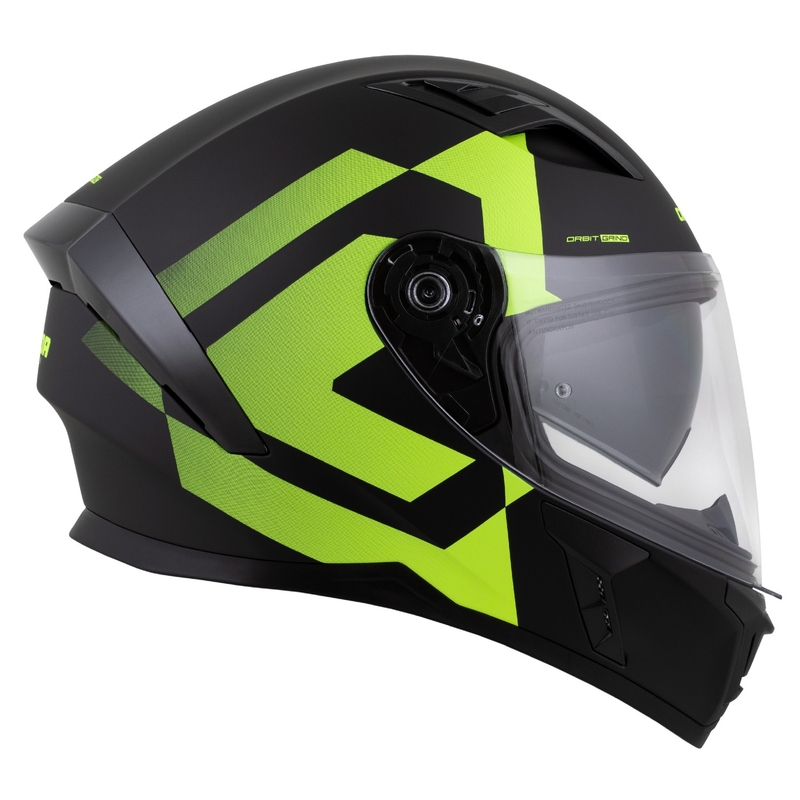Casco integrale Cassida Orbit Grind nero opaco-giallo fluo